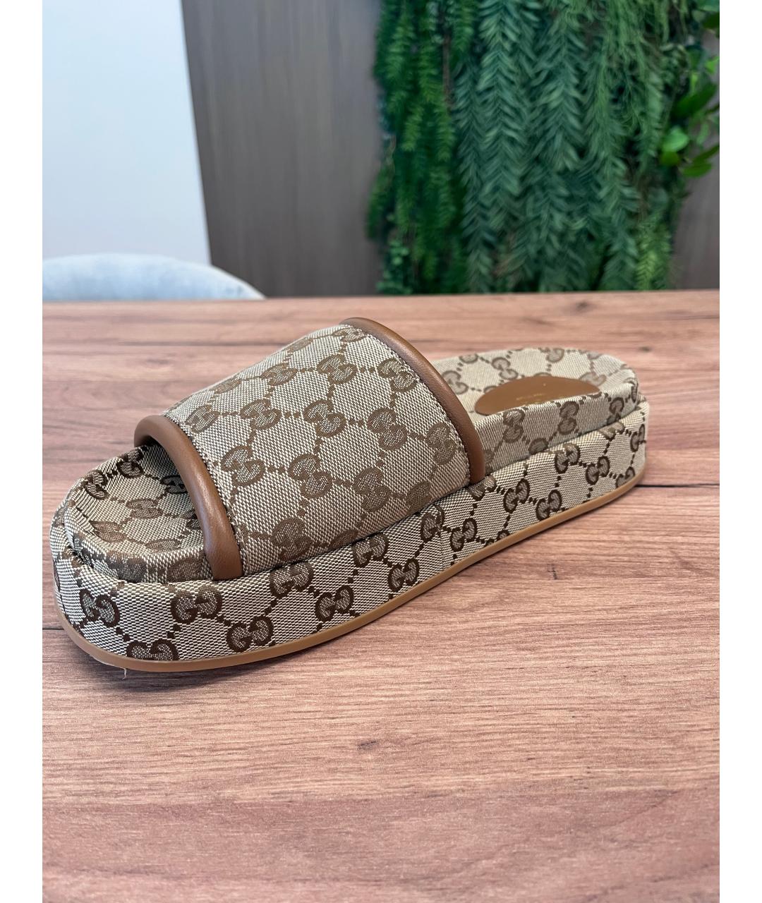 GUCCI Коричневые кожаные сандалии, фото 2