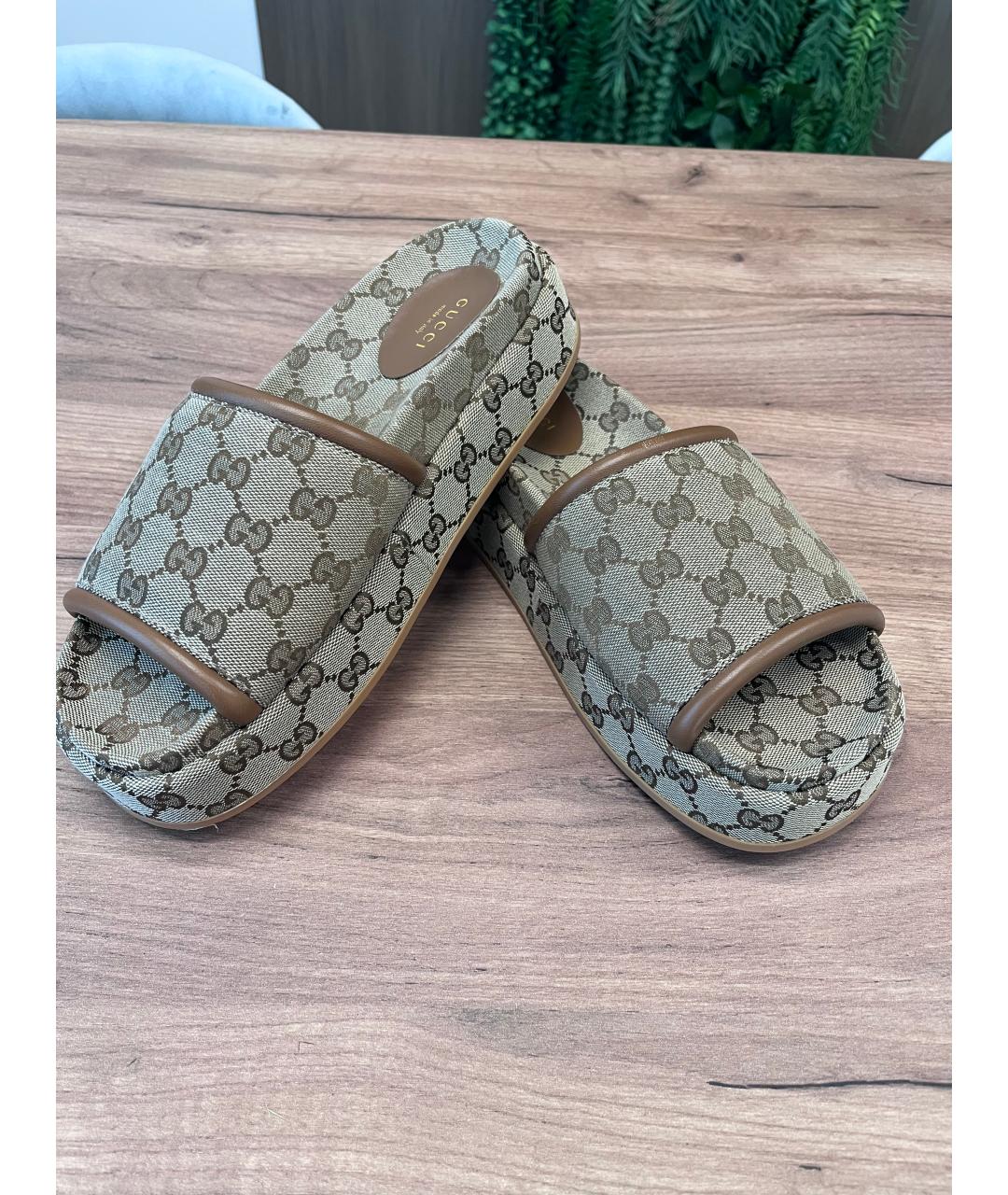 GUCCI Коричневые кожаные сандалии, фото 6