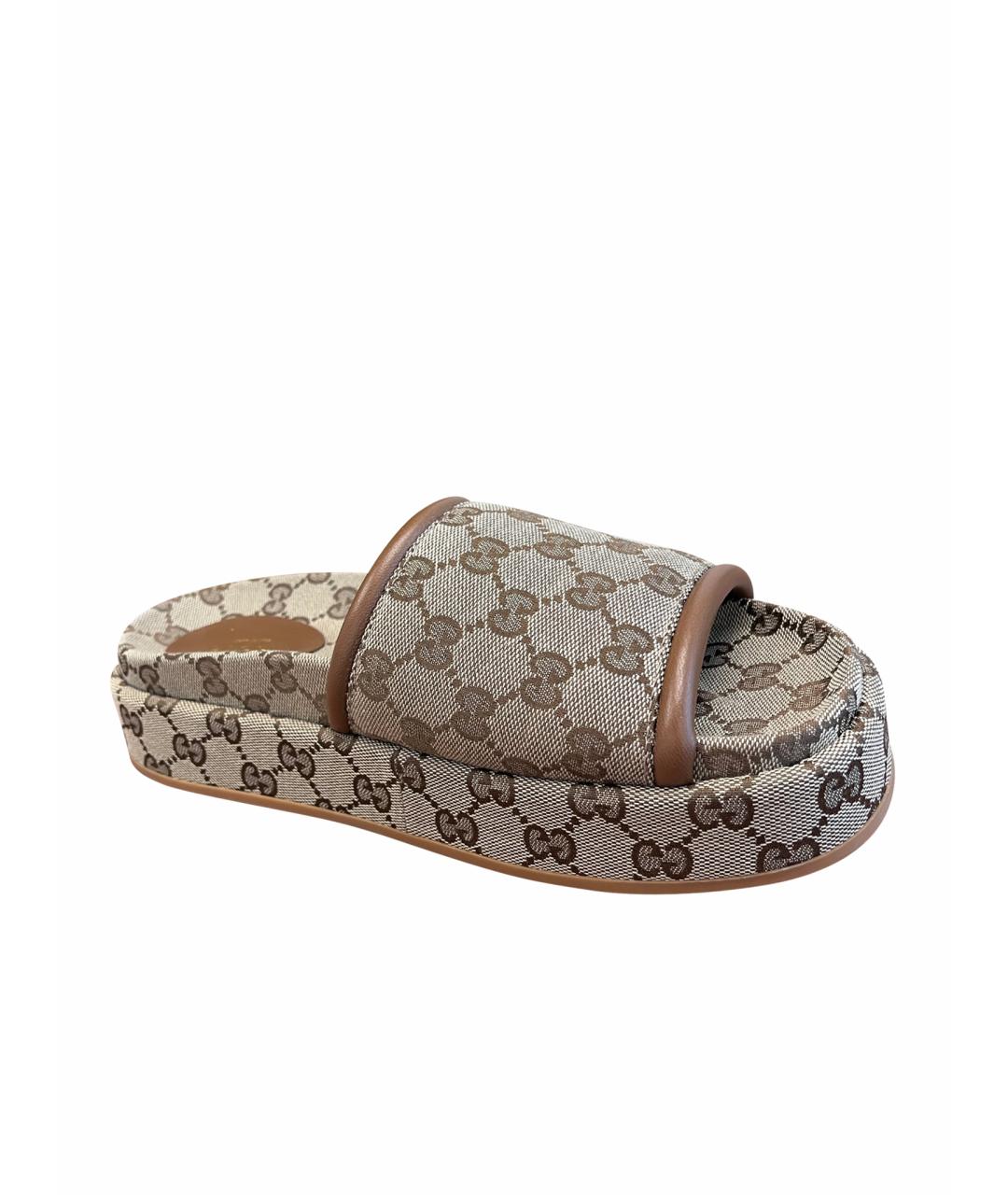 GUCCI Коричневые кожаные сандалии, фото 1