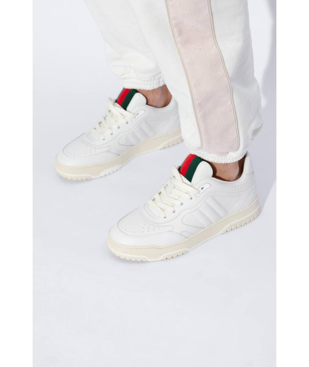 GUCCI Белые кожаные кроссовки, фото 8