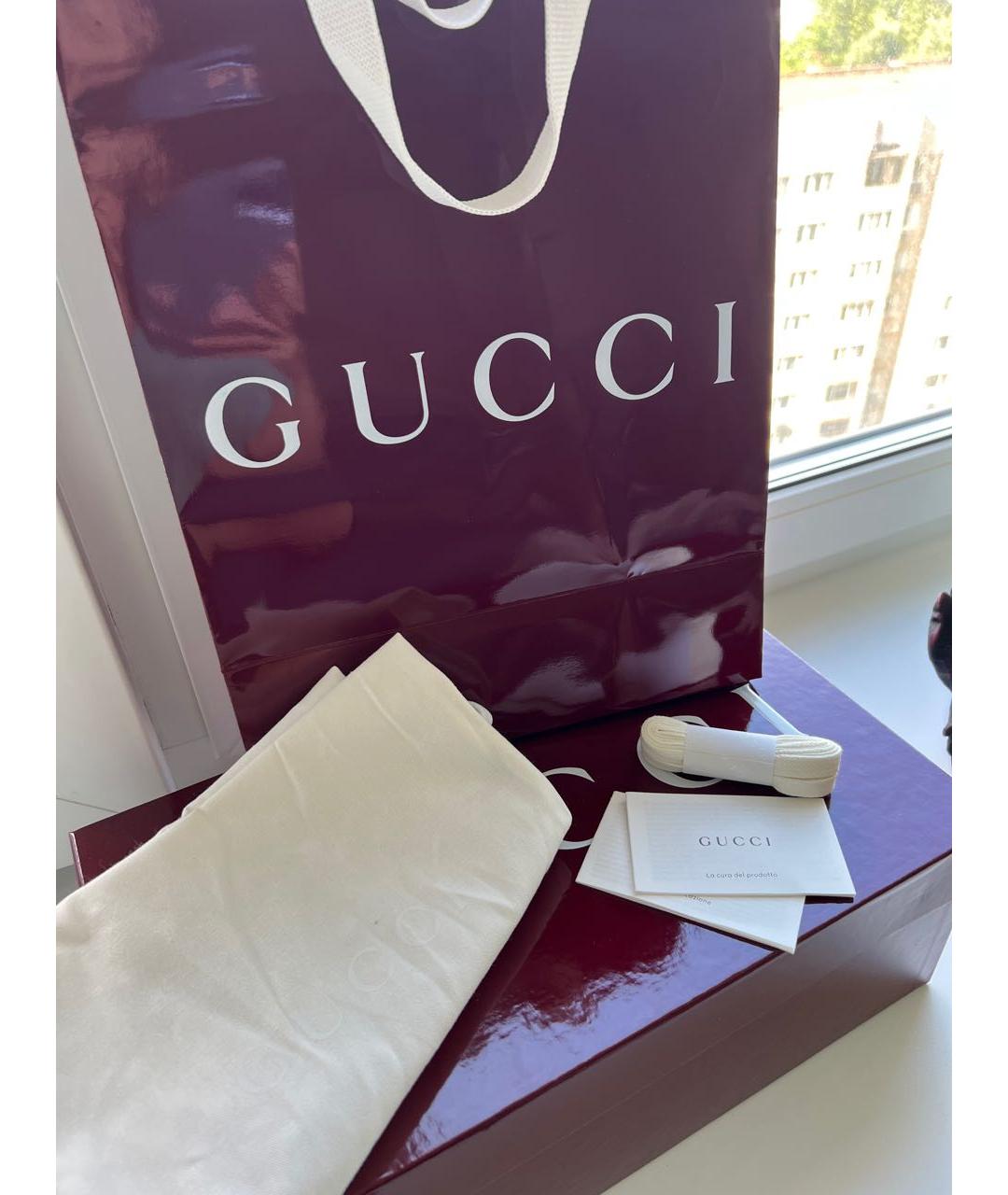 GUCCI Белые кожаные кроссовки, фото 6