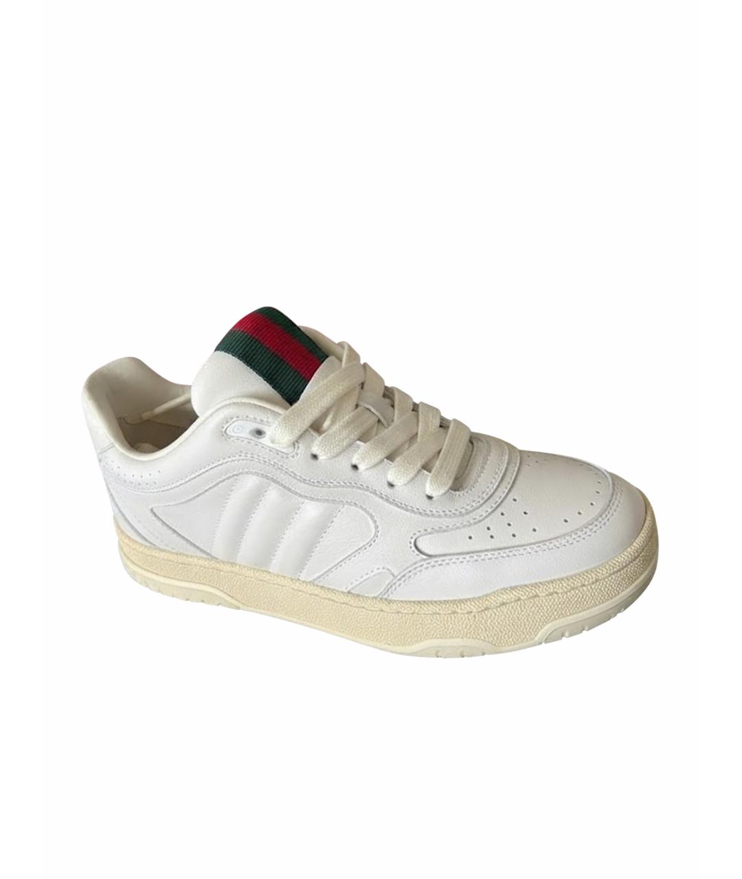 GUCCI Белые кожаные кроссовки, фото 1
