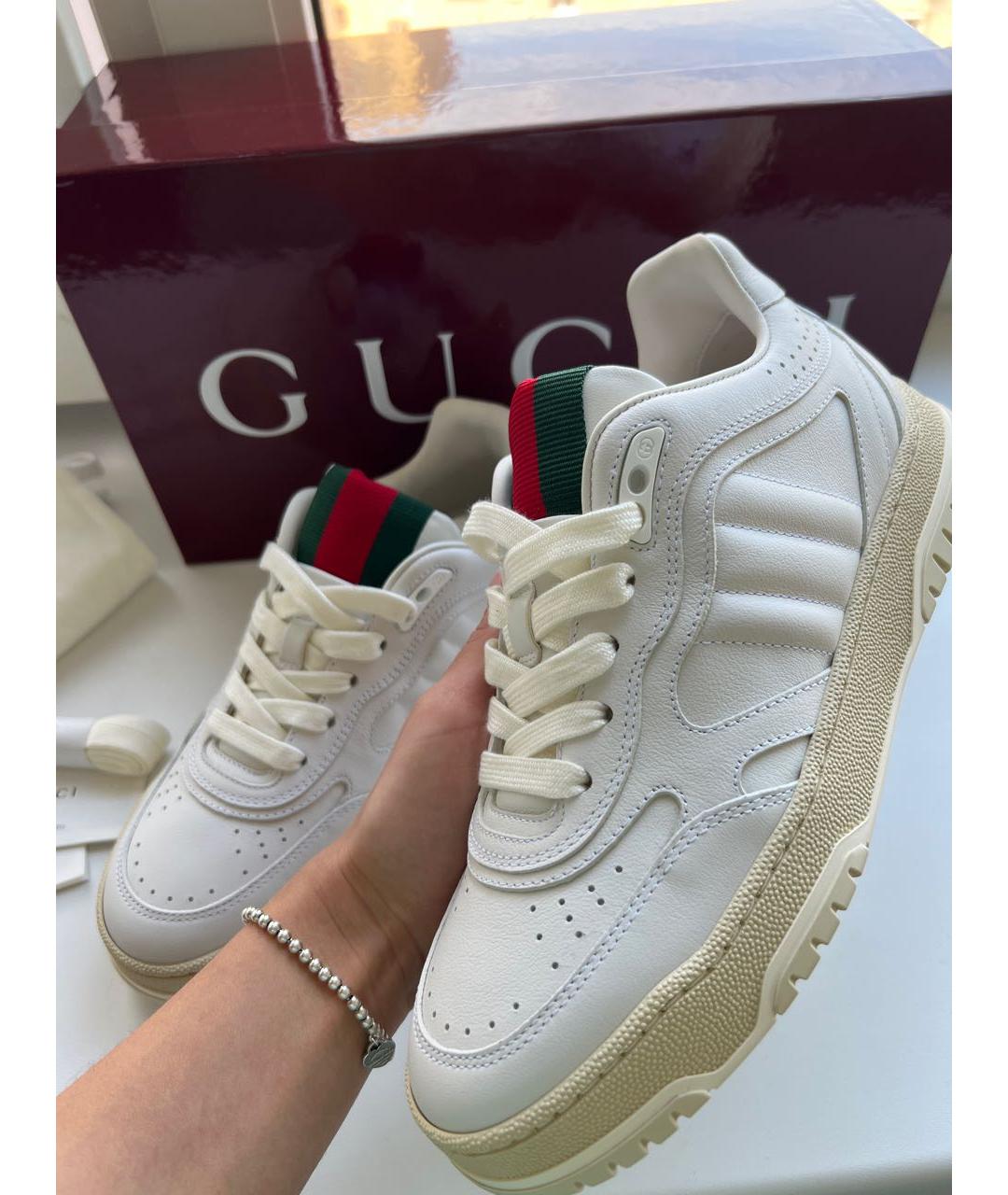 GUCCI Белые кожаные кроссовки, фото 3