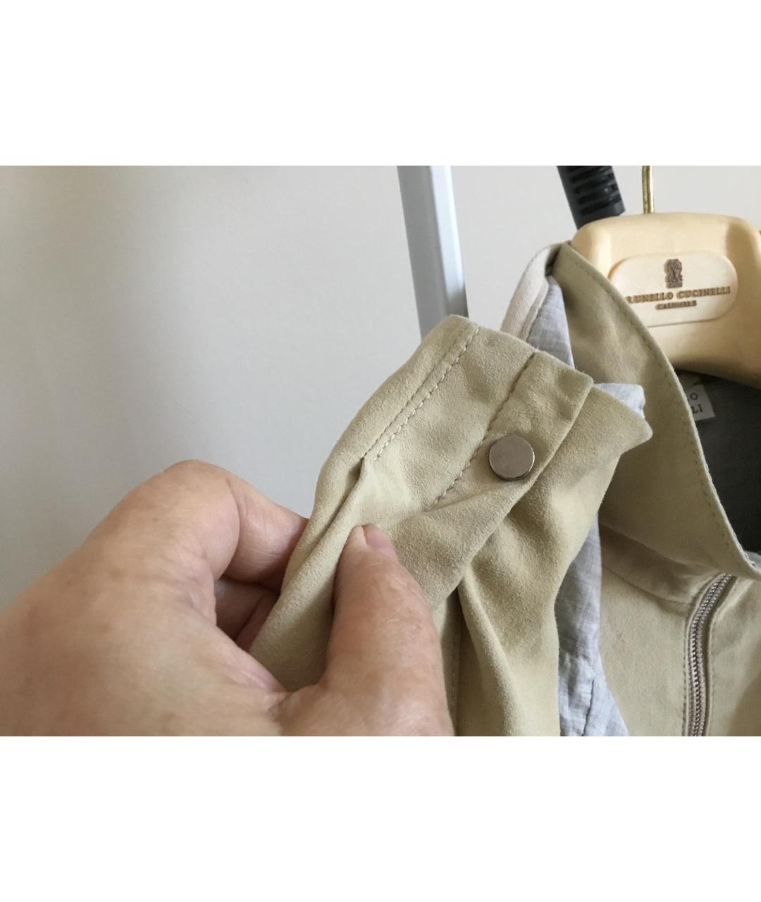 BRUNELLO CUCINELLI Бежевая замшевая куртка, фото 8