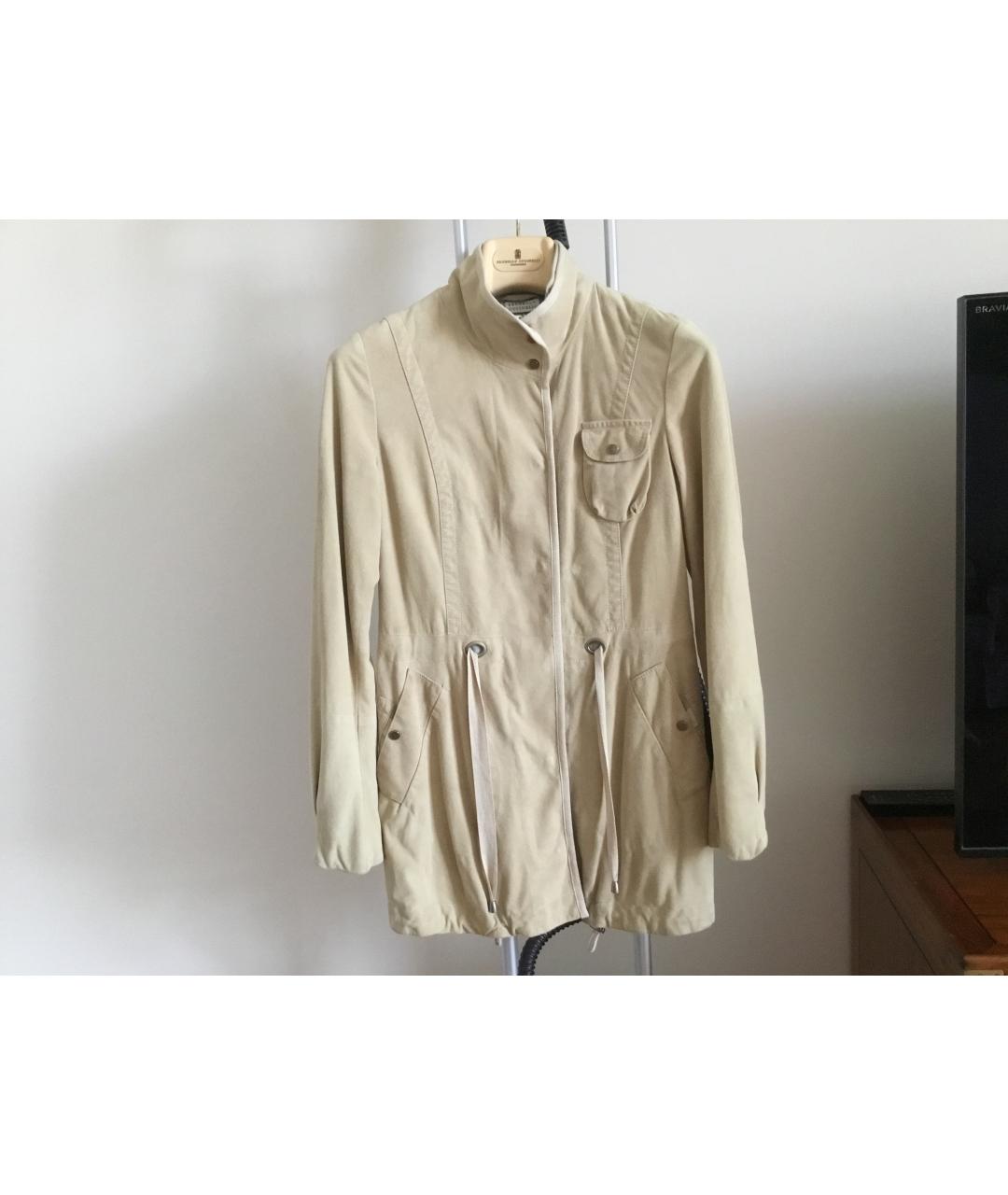 BRUNELLO CUCINELLI Бежевая замшевая куртка, фото 10