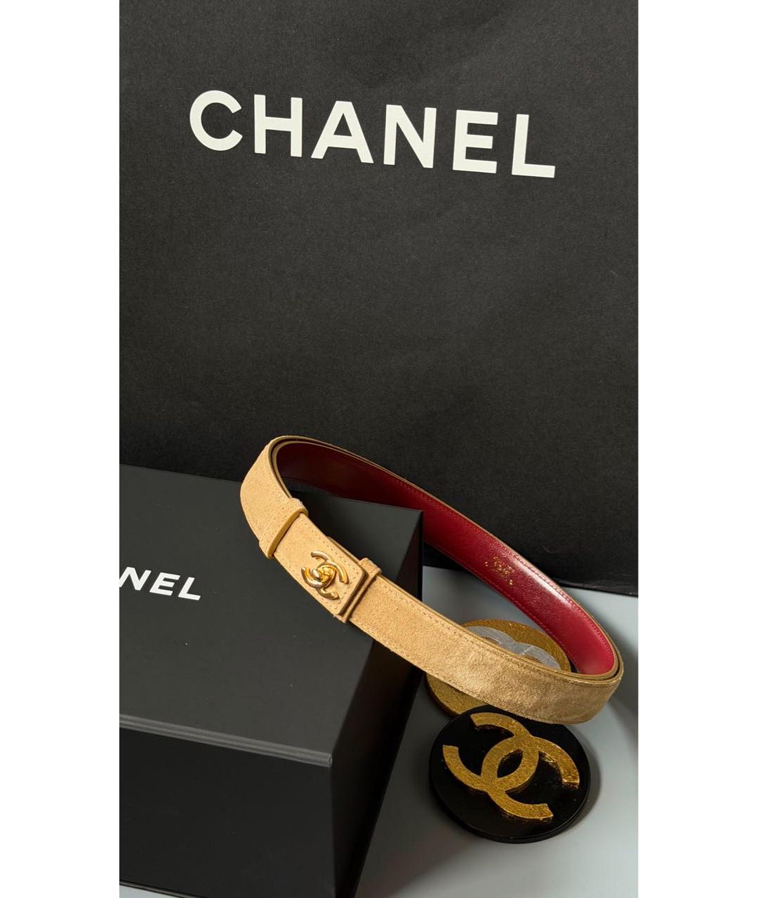 CHANEL Бежевый замшевый ремень, фото 2
