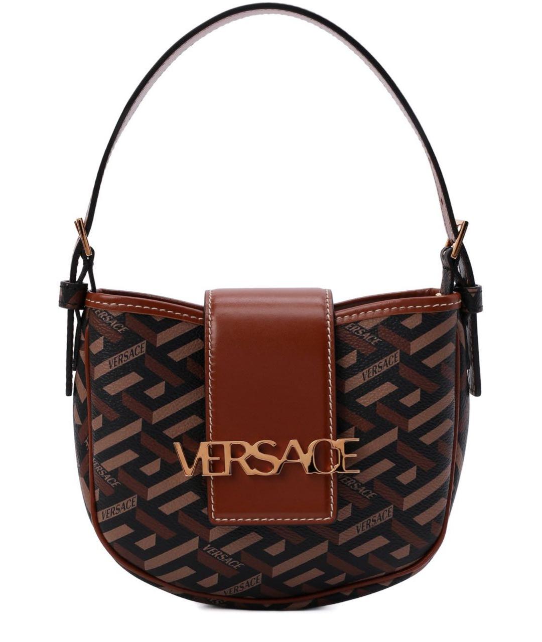 VERSACE Коричневая кожаная сумка через плечо, фото 1