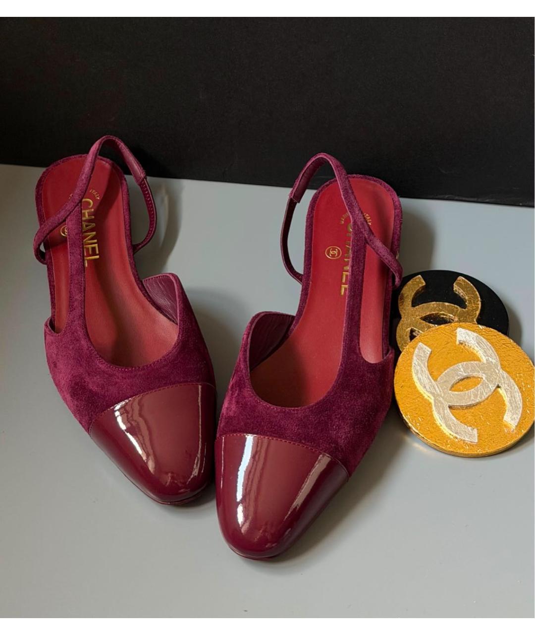 CHANEL Бордовые замшевые туфли, фото 3