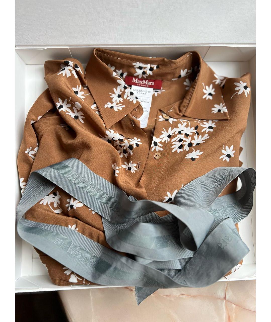 MAX MARA Горчичное шелковое повседневное платье, фото 8