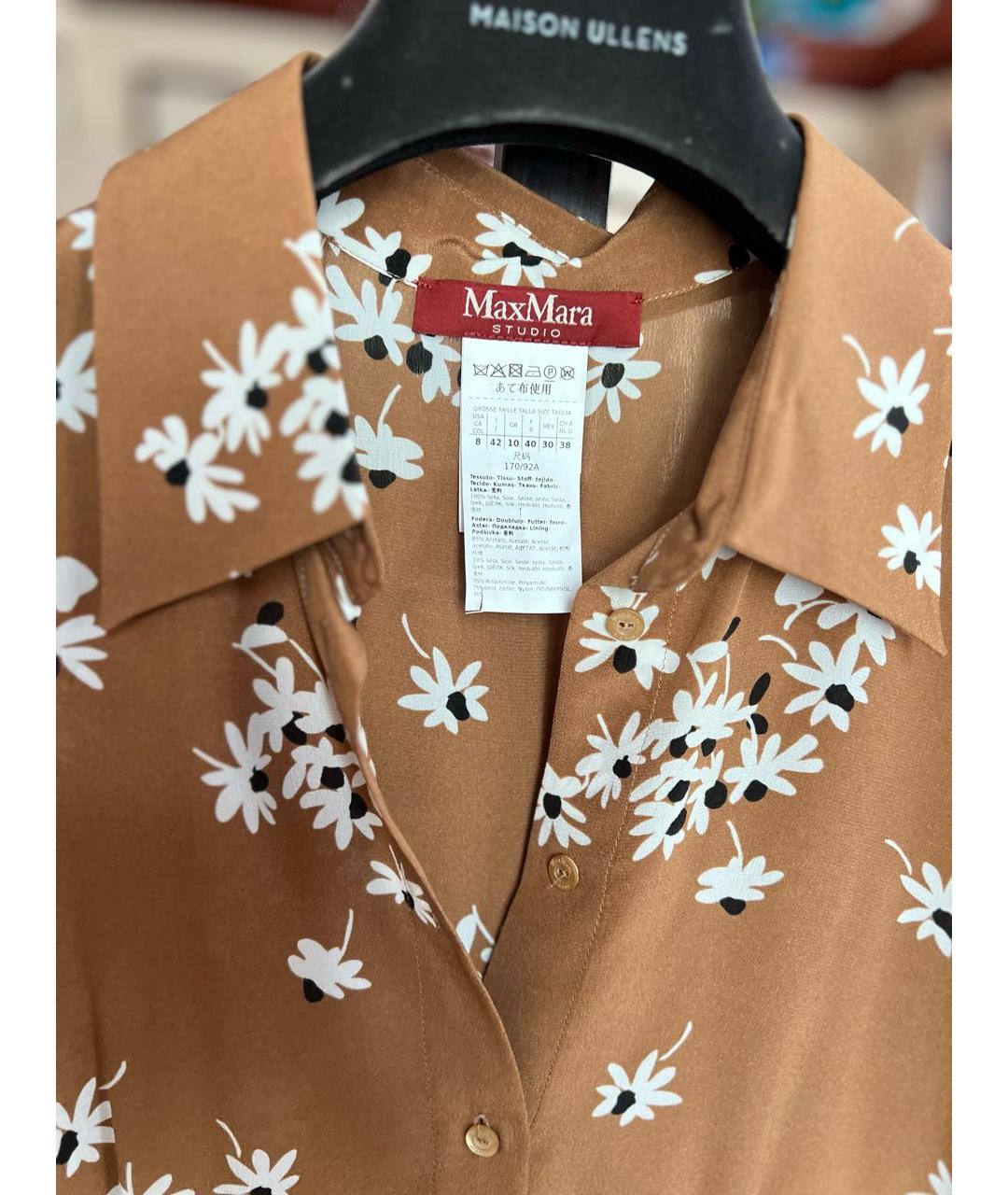 MAX MARA Горчичное шелковое повседневное платье, фото 2