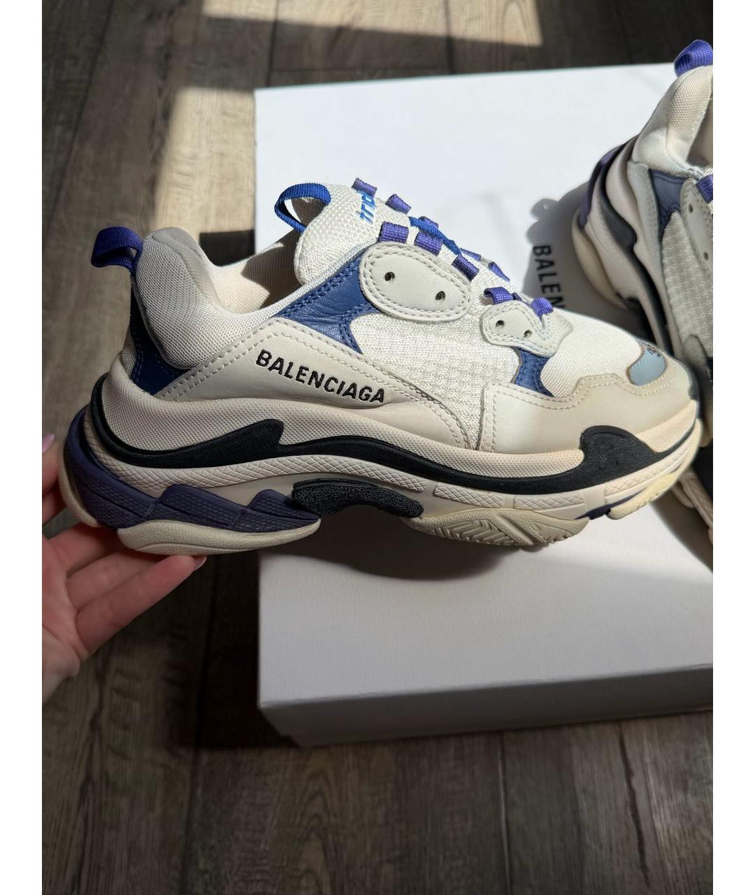 BALENCIAGA Белые кожаные кроссовки, фото 9
