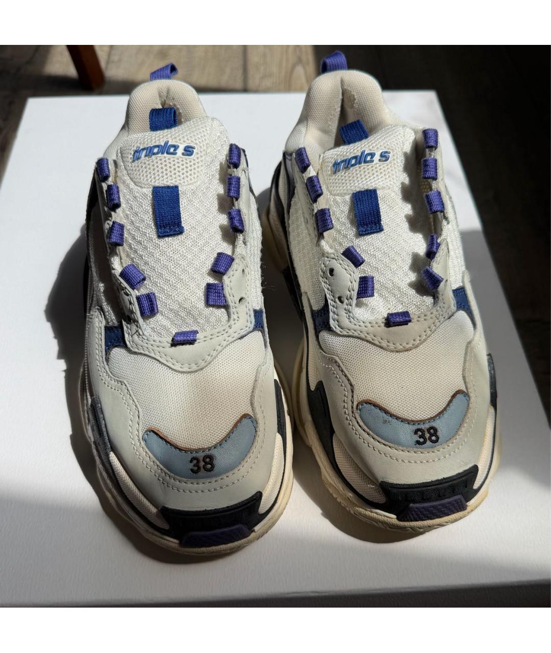 BALENCIAGA Белые кожаные кроссовки, фото 2