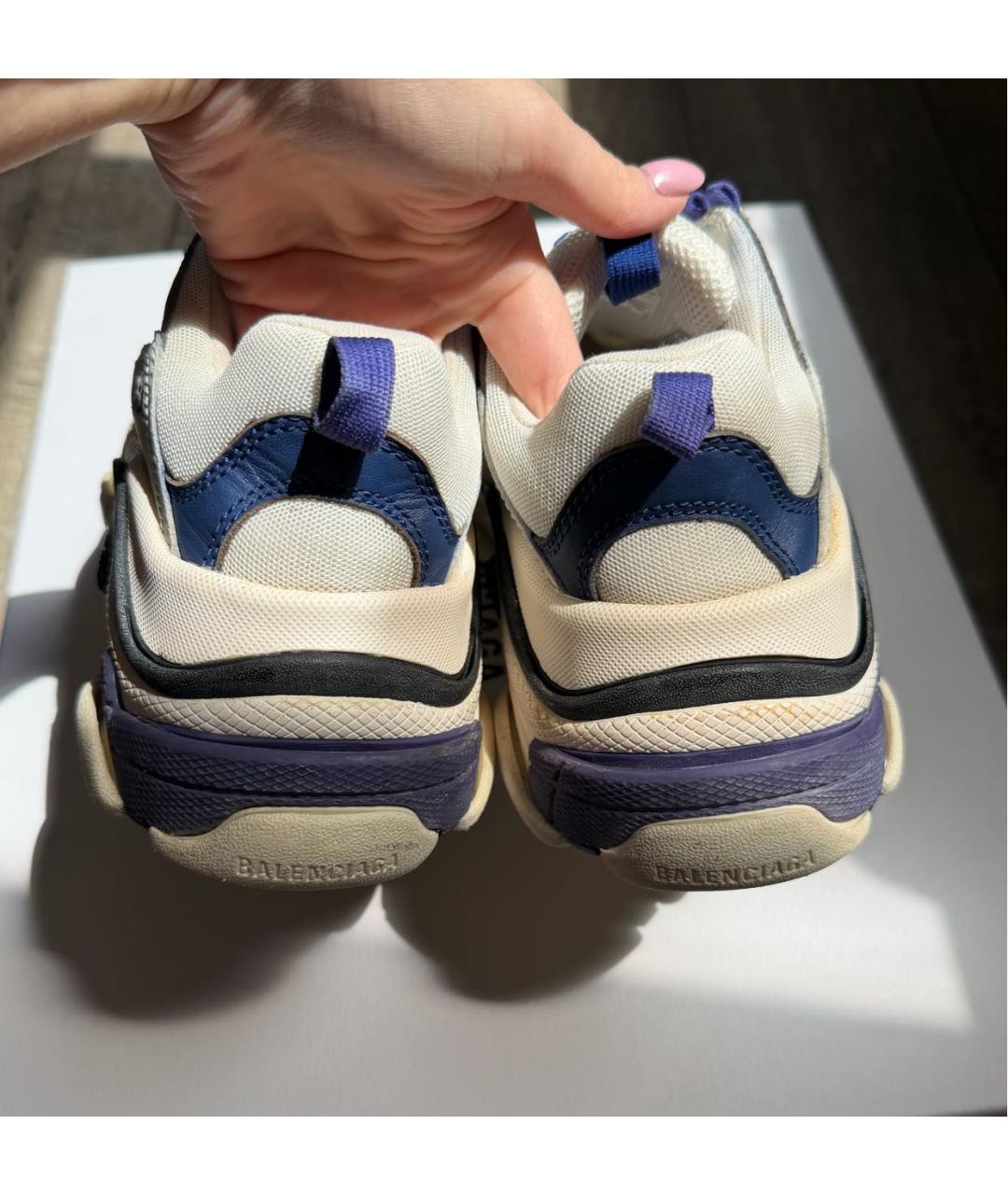 BALENCIAGA Белые кожаные кроссовки, фото 4
