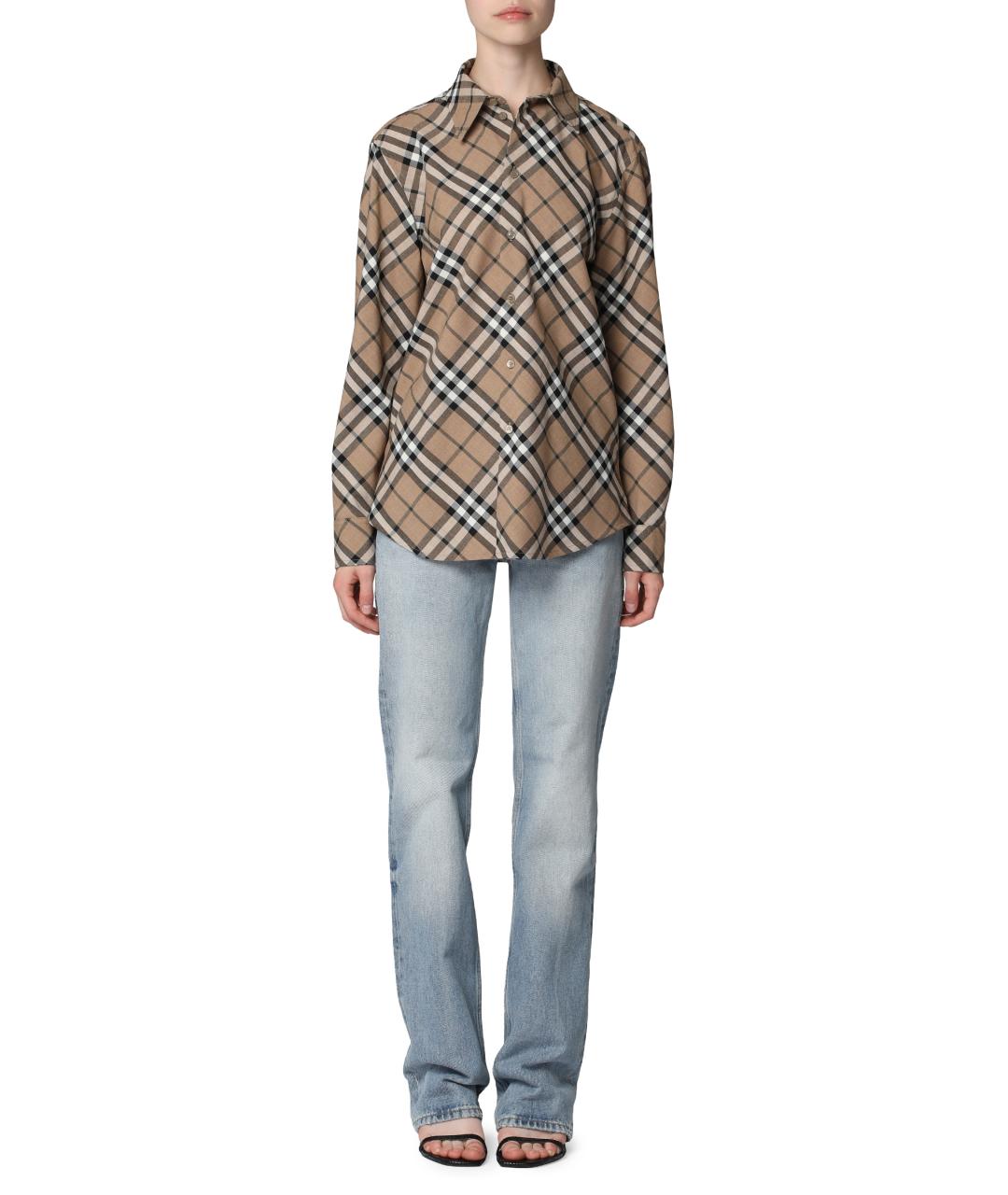 BURBERRY Бежевая полиэстеровая рубашка, фото 3