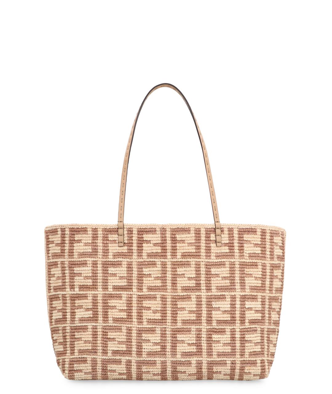 FENDI Бежевая рафия сумка тоут, фото 1