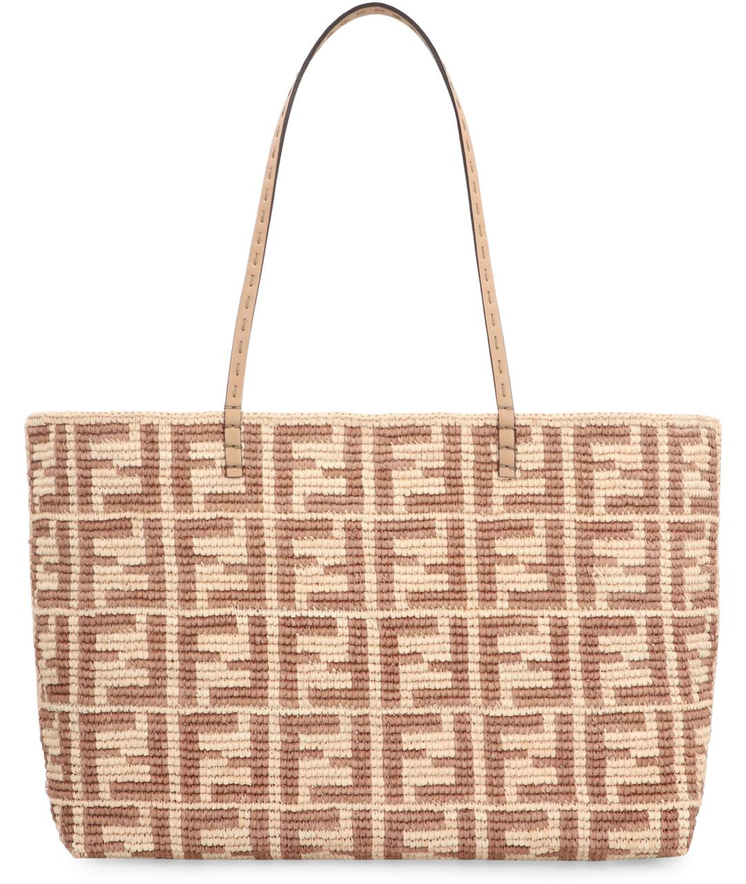 FENDI Бежевая рафия сумка тоут, фото 3