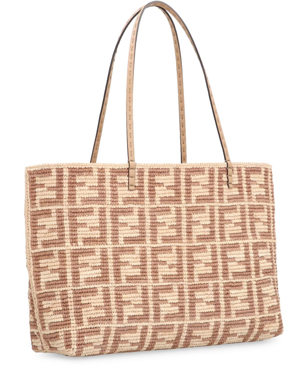 FENDI Бежевая рафия сумка тоут, фото 2