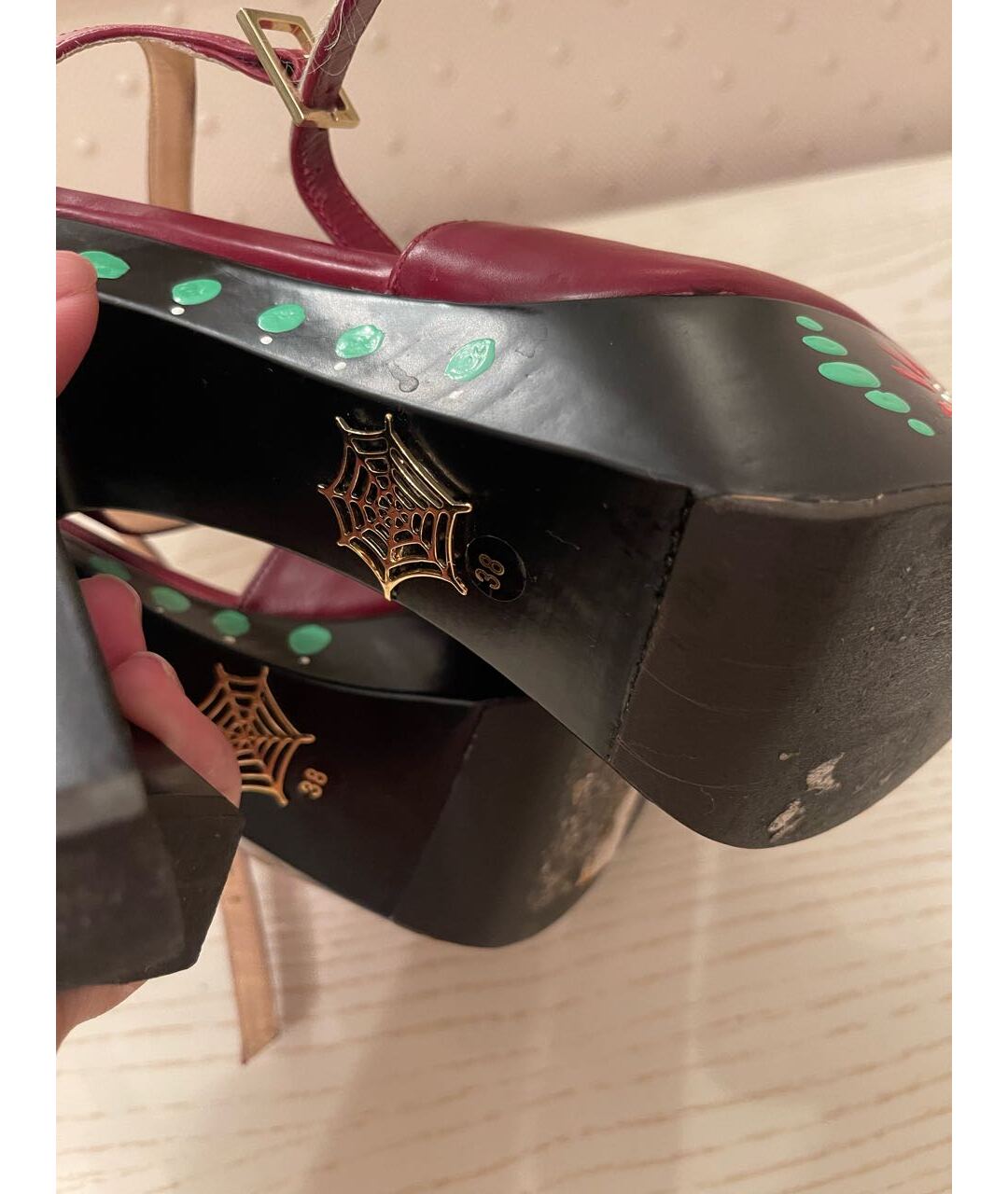 CHARLOTTE OLYMPIA Бордовые кожаные туфли, фото 5