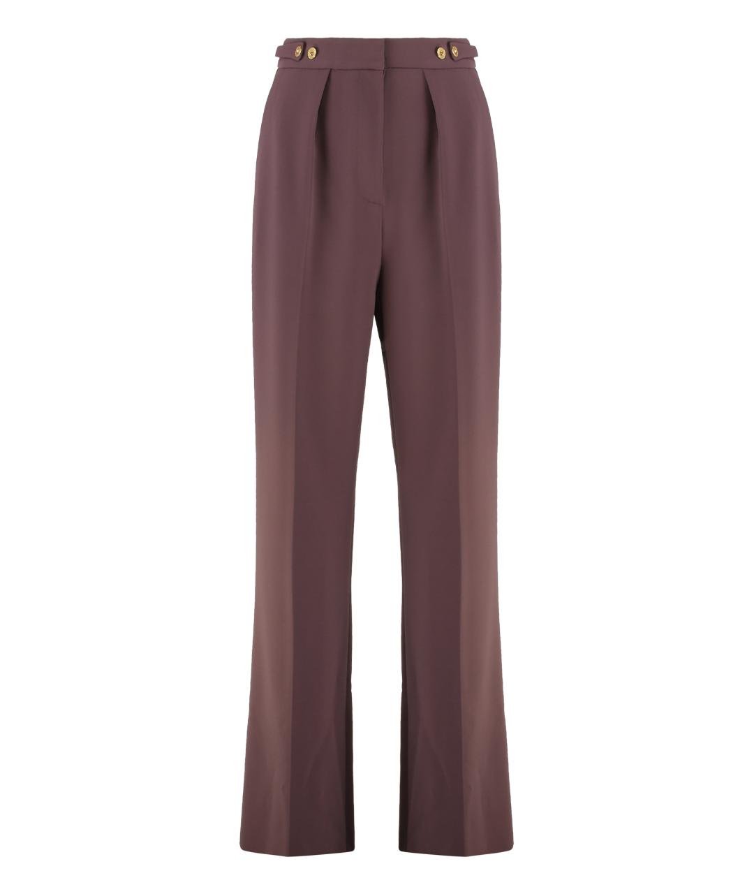 ELISABETTA FRANCHI Бордовые полиэстеровые прямые брюки, фото 1
