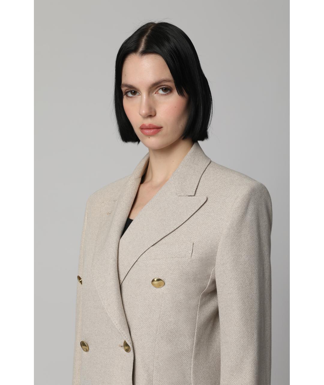 MAX MARA Бежевый хлопковый жакет/пиджак, фото 4