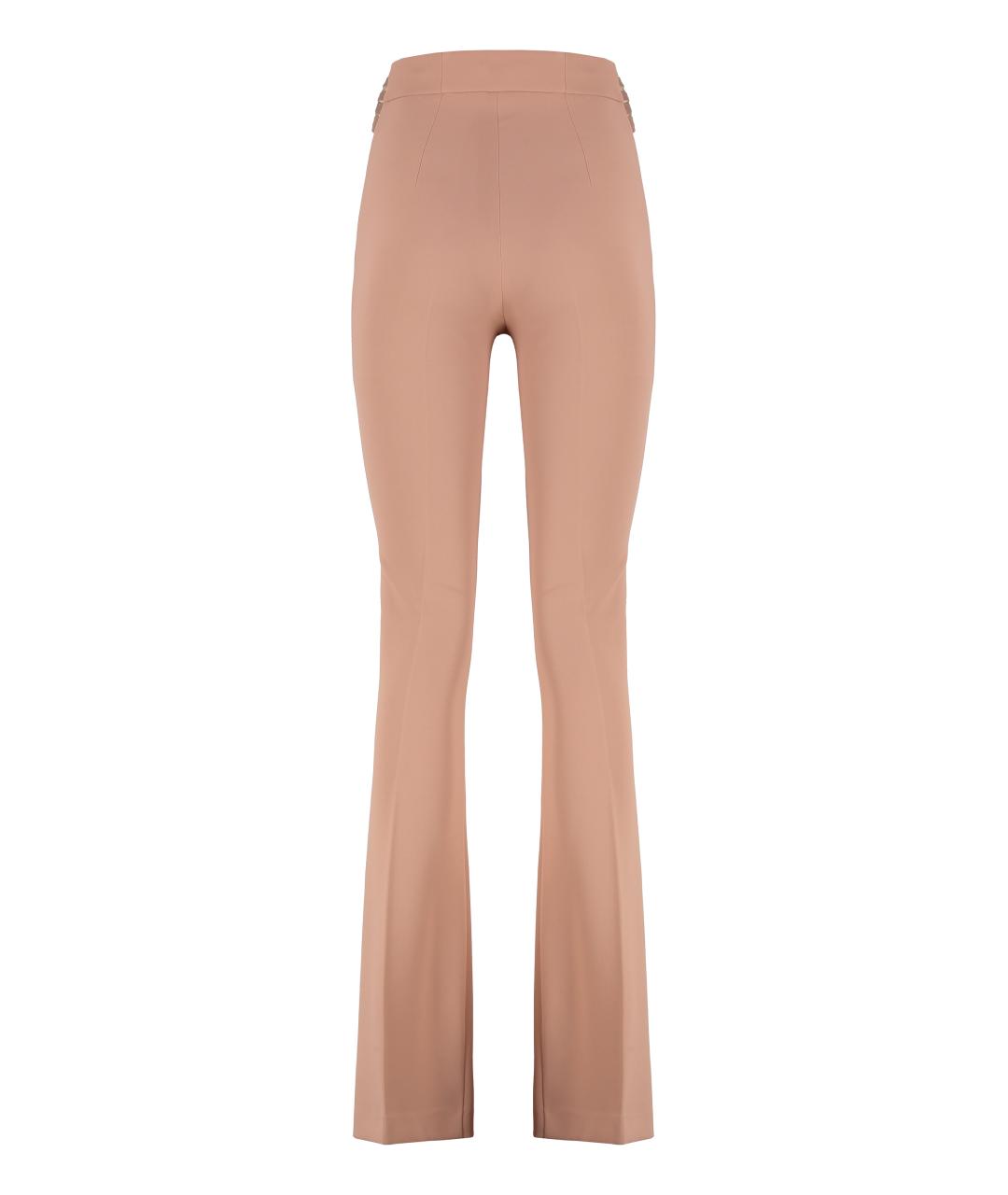 ELISABETTA FRANCHI Розовые полиэстеровые прямые брюки, фото 2