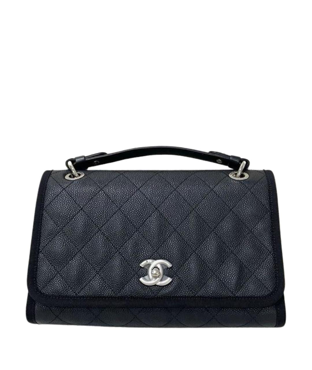 CHANEL Черная кожаная сумка с короткими ручками, фото 1