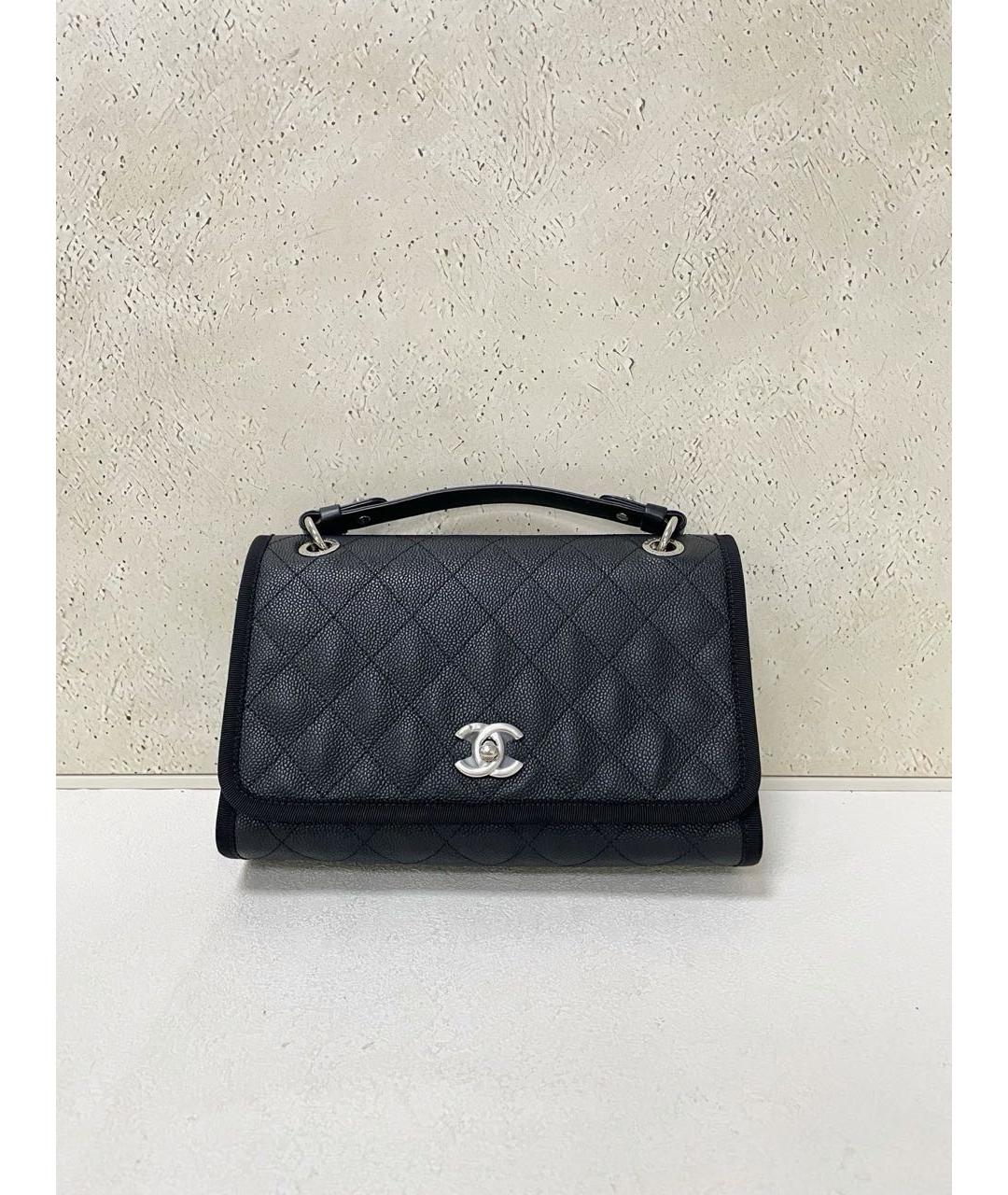 CHANEL Черная кожаная сумка с короткими ручками, фото 8