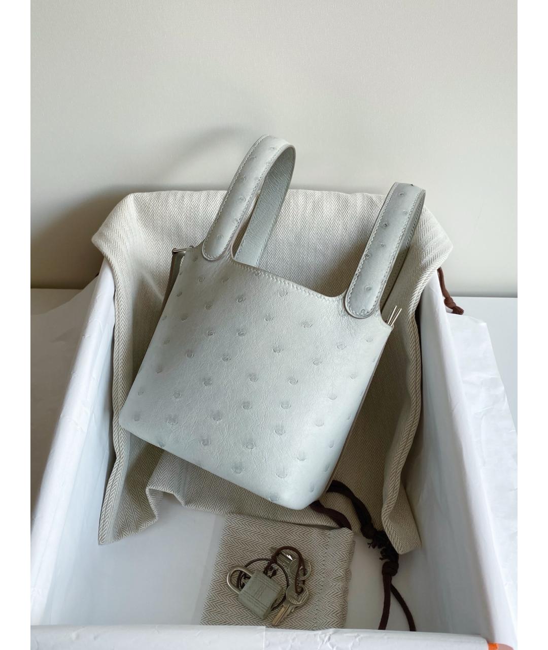 HERMES Серая кожаная сумка тоут, фото 3