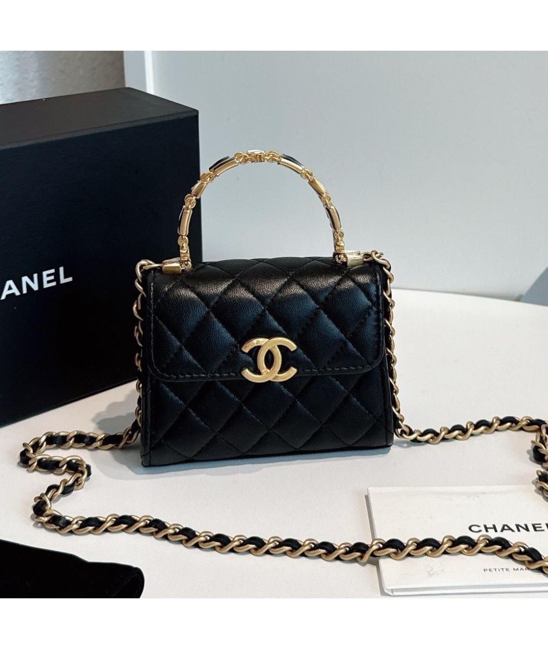 CHANEL Черная кожаная сумка через плечо, фото 2