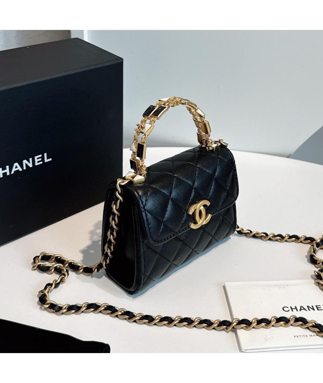 CHANEL Черная кожаная сумка через плечо, фото 4