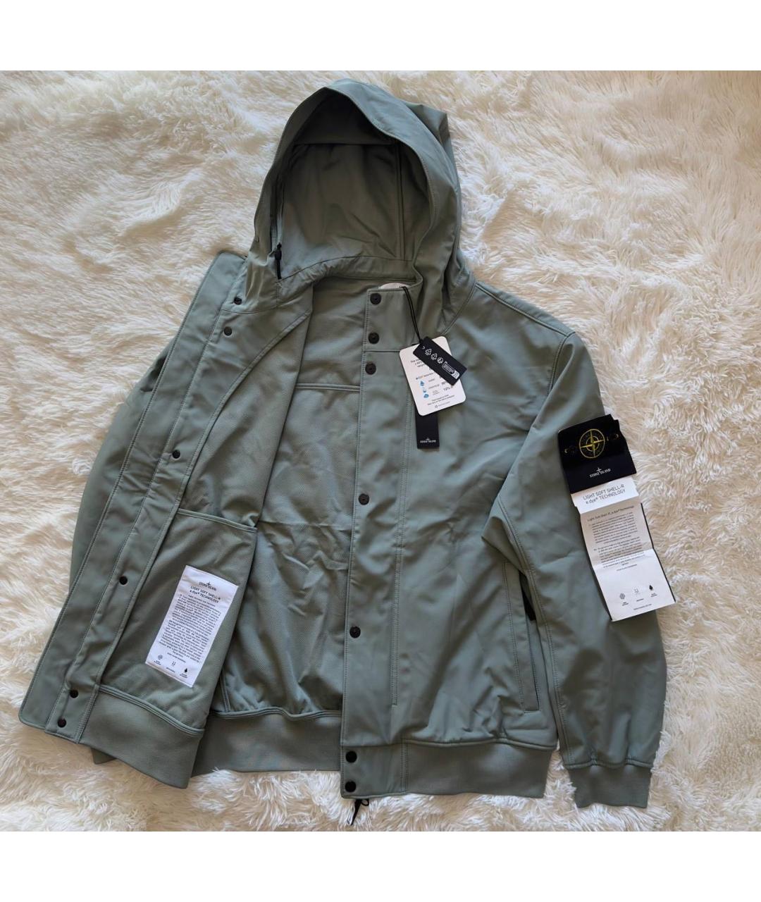 STONE ISLAND Зеленая полиэстеровая куртка, фото 2