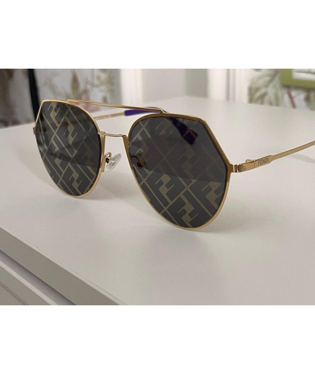 FENDI Коричневые пластиковые солнцезащитные очки, фото 3