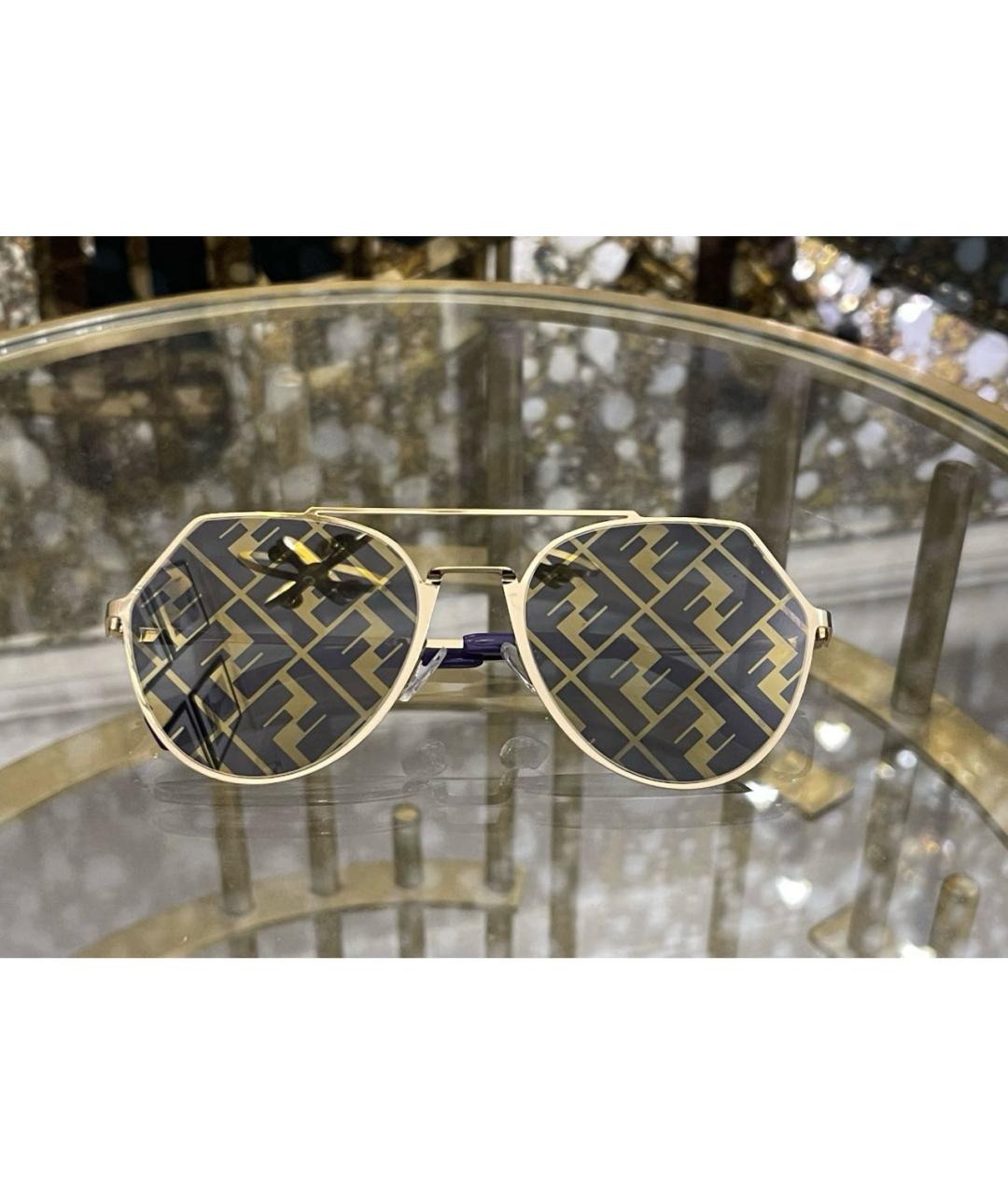 FENDI Коричневые пластиковые солнцезащитные очки, фото 5