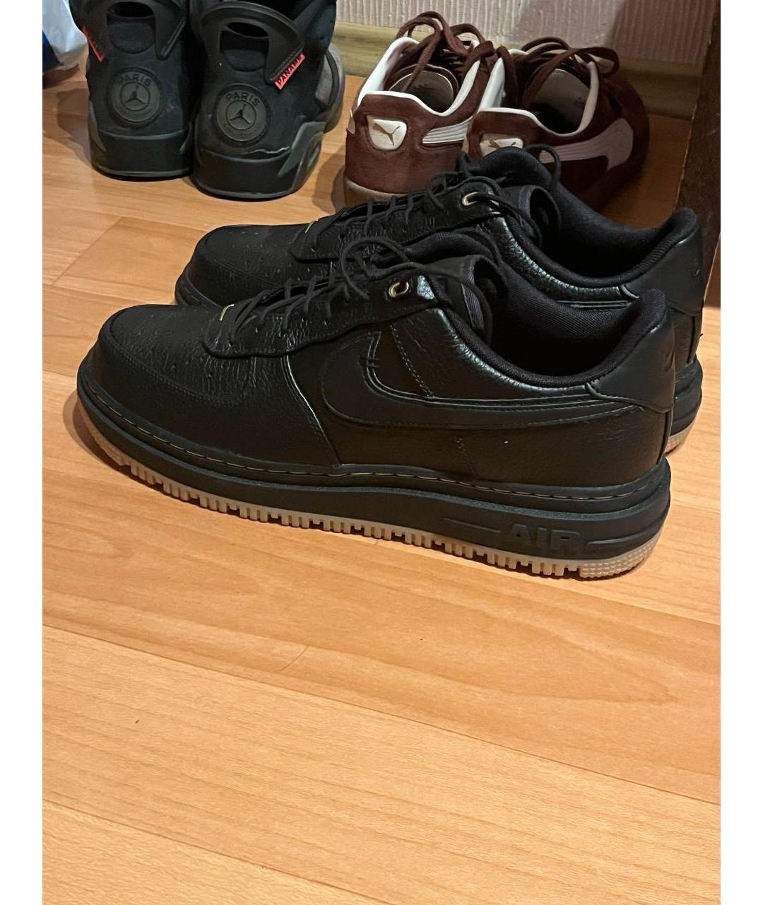 NIKE Черные кожаные низкие кроссовки / кеды, фото 2