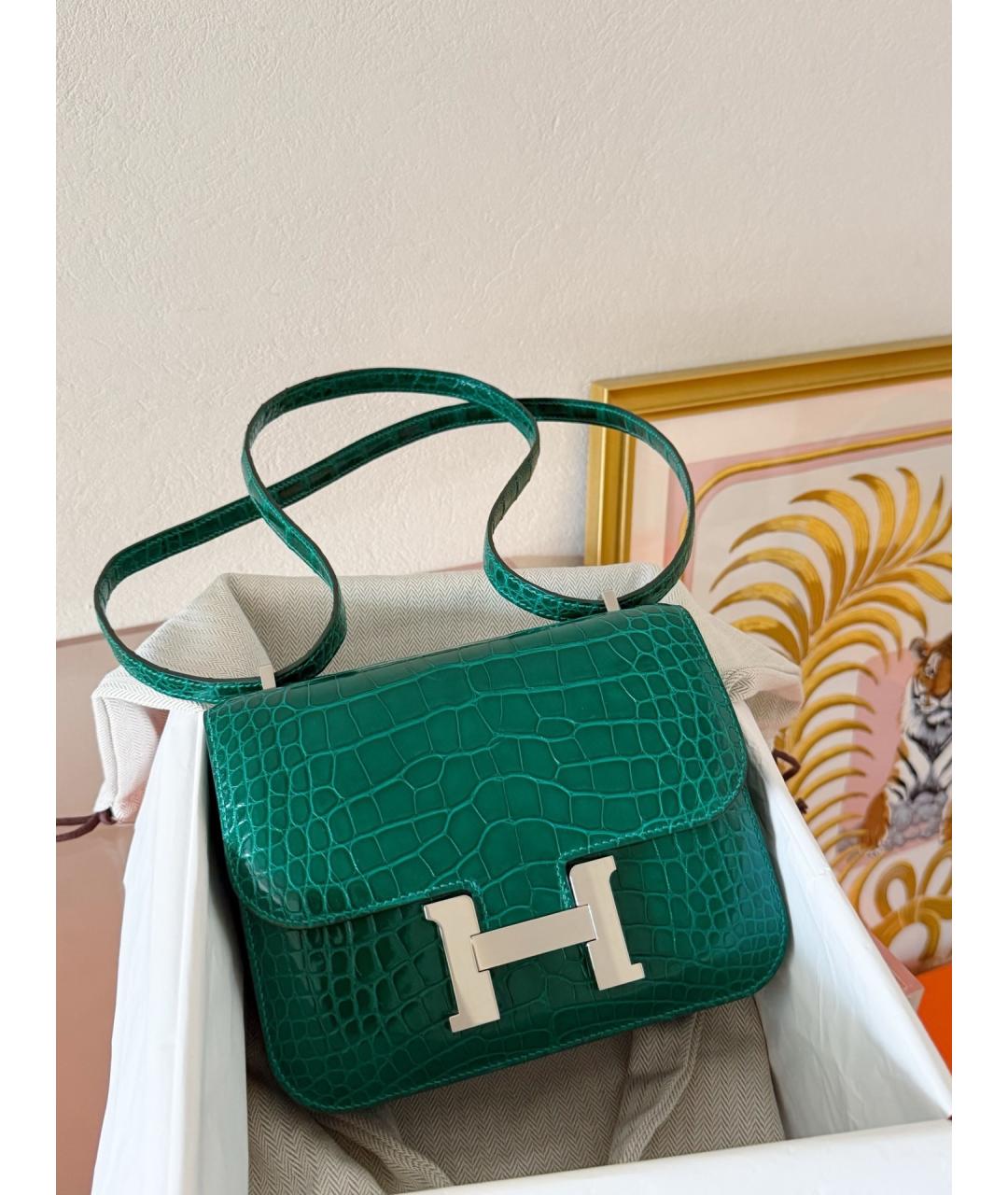 HERMES Зеленая кожаная сумка через плечо, фото 2