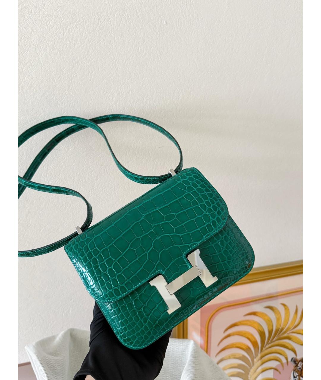 HERMES Зеленая кожаная сумка через плечо, фото 4