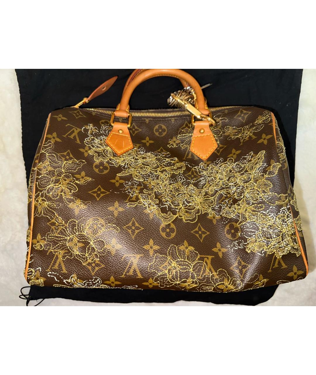 LOUIS VUITTON Коричневая кожаная сумка тоут, фото 5