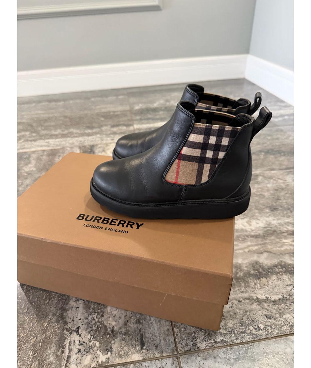 BURBERRY Черные кожаные ботинки, фото 9