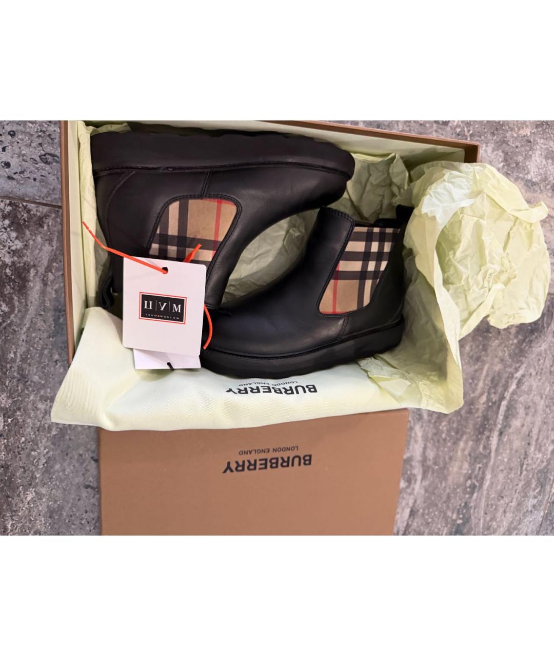 BURBERRY Черные кожаные ботинки, фото 8