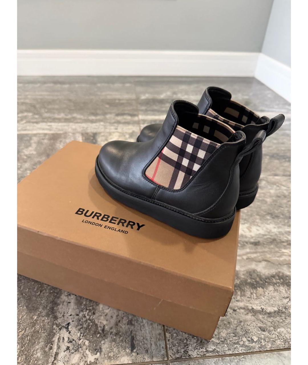 BURBERRY Черные кожаные ботинки, фото 3