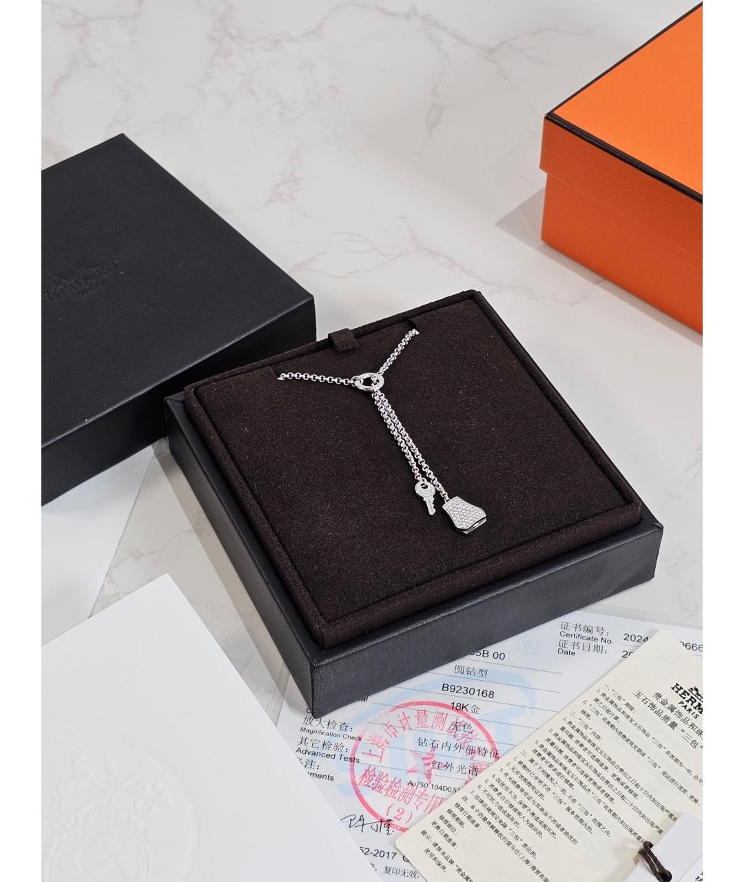 HERMES Серебряное колье из белого золота, фото 4