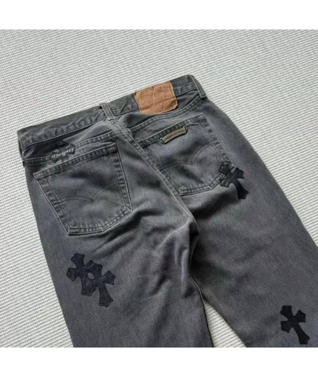 CHROME HEARTS Серые хлопковые прямые джинсы, фото 4