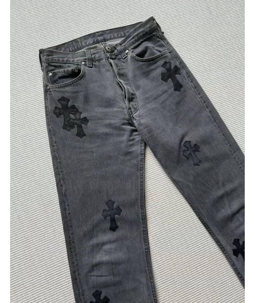 CHROME HEARTS Серые хлопковые прямые джинсы, фото 5