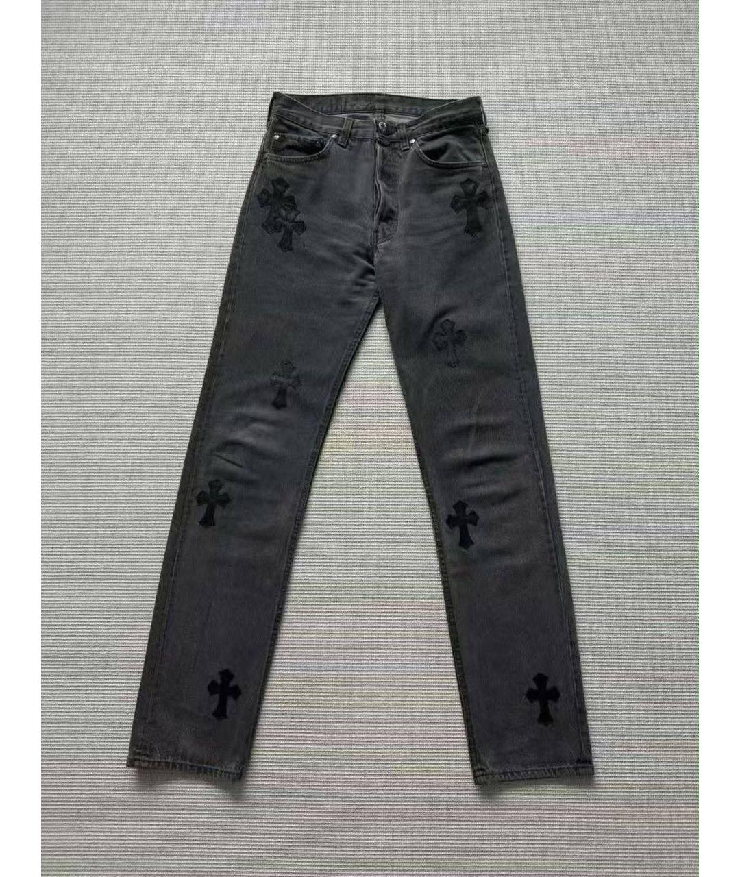 CHROME HEARTS Серые хлопковые прямые джинсы, фото 2