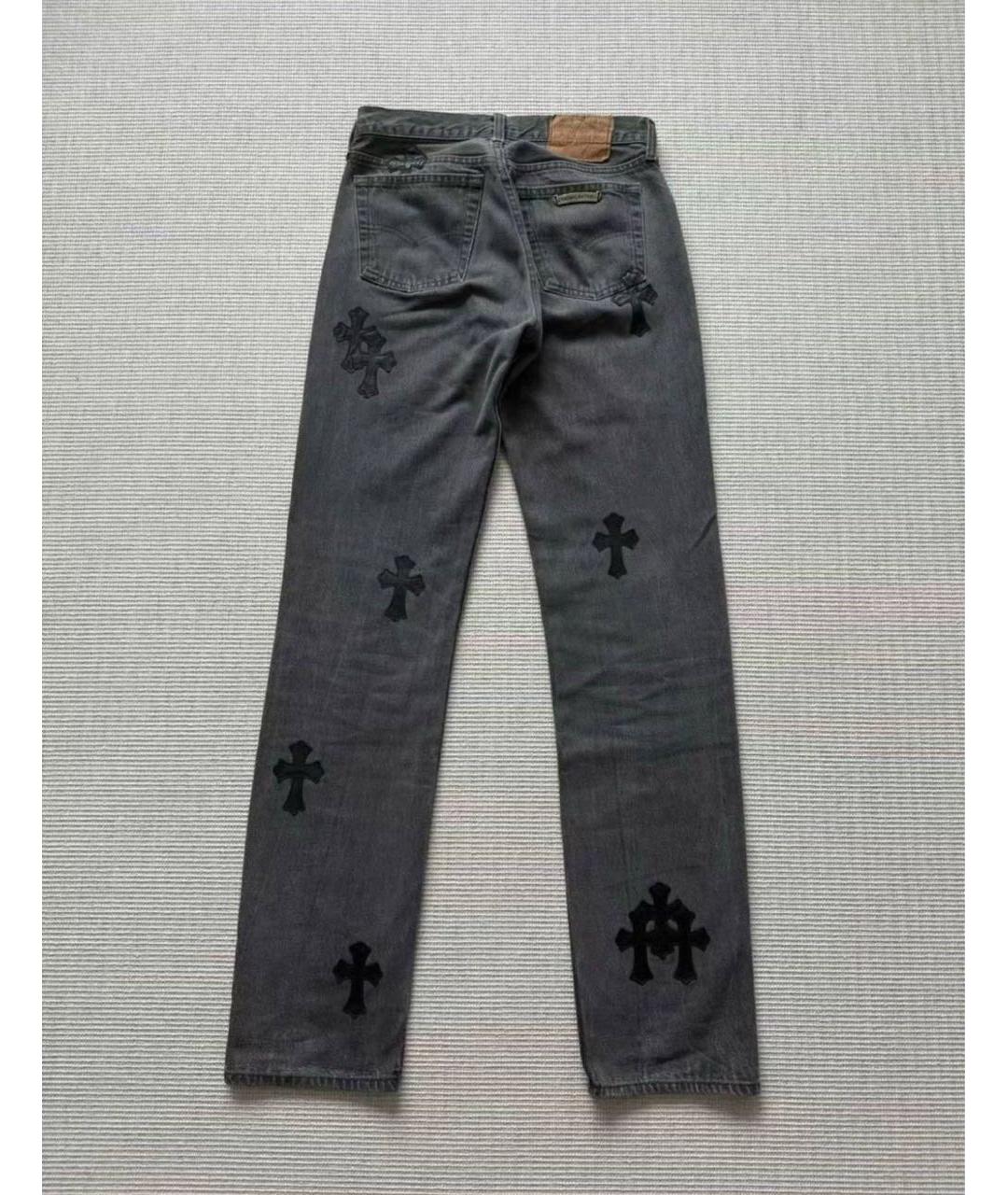 CHROME HEARTS Серые хлопковые прямые джинсы, фото 3