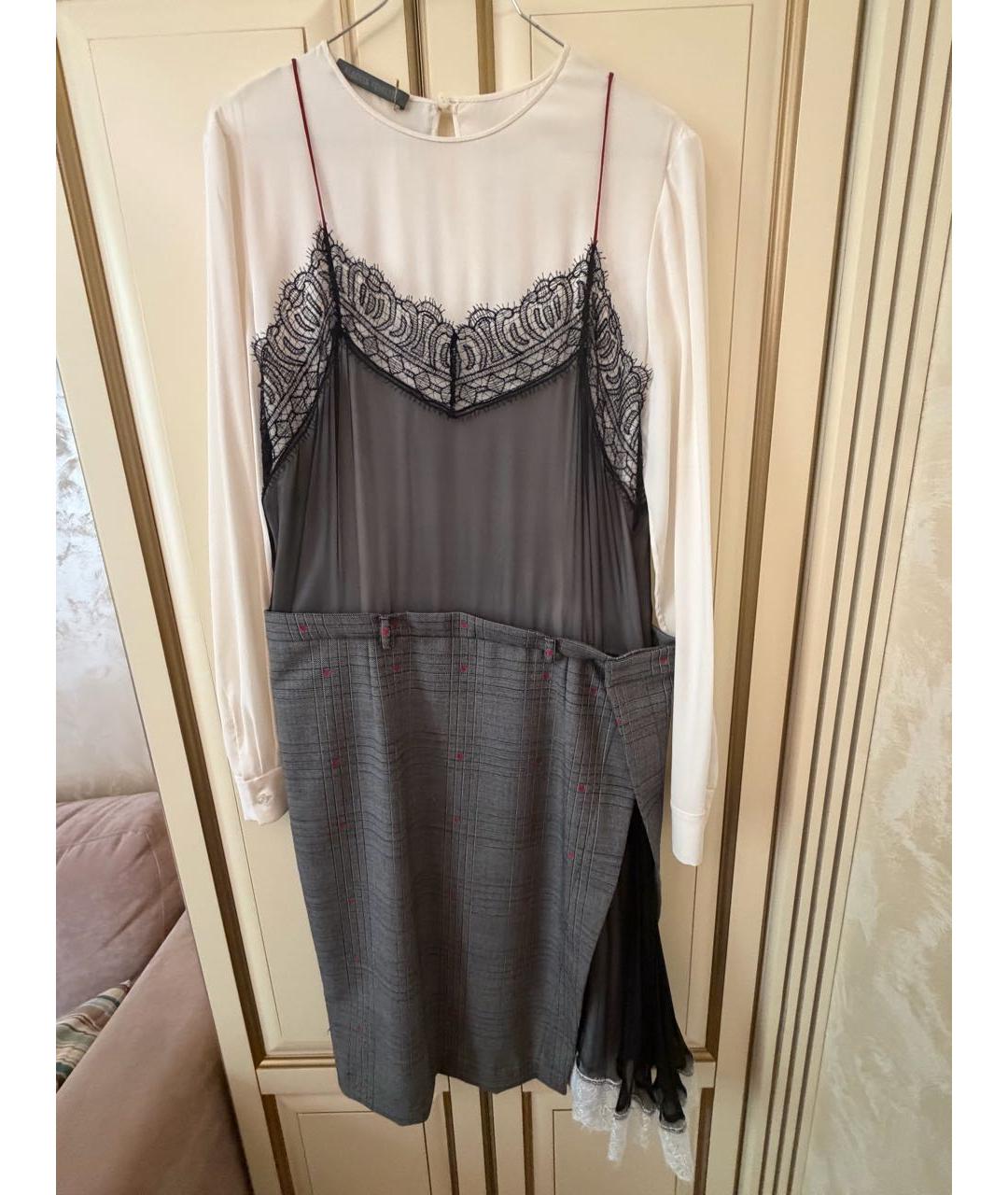 ALBERTA FERRETTI Белое ацетатное повседневное платье, фото 5