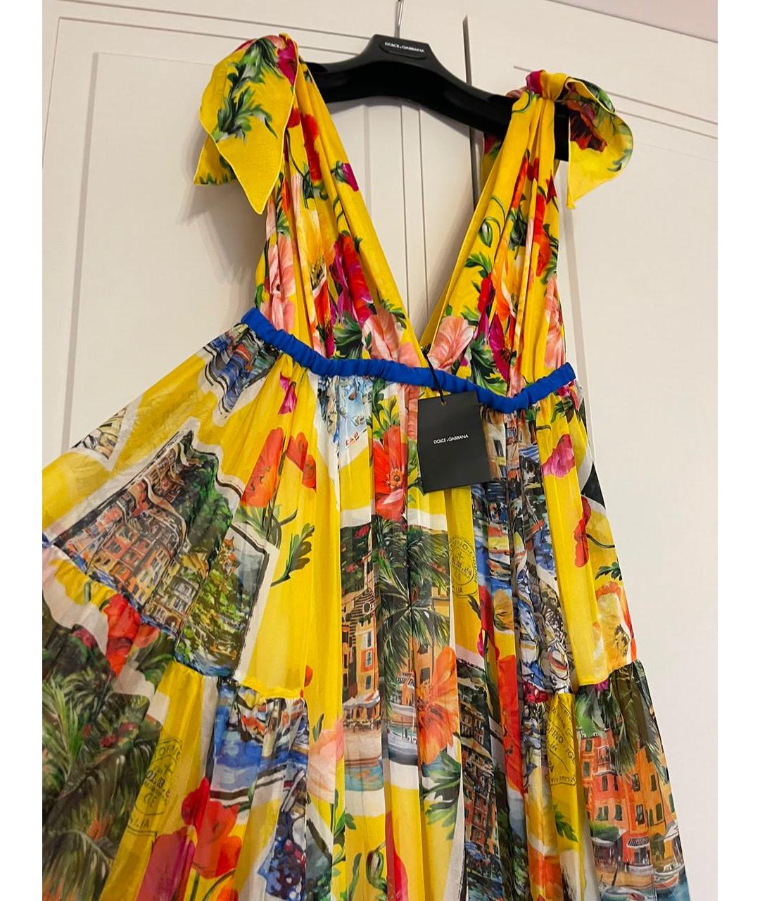 DOLCE&GABBANA Мульти шелковое коктейльное платье, фото 3