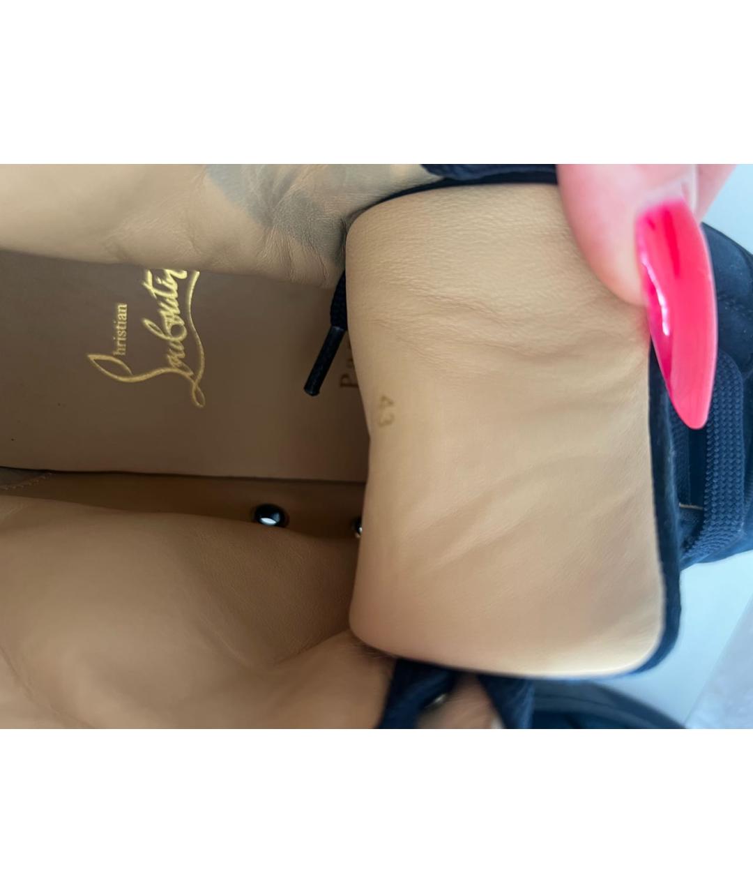 CHRISTIAN LOUBOUTIN Темно-синие замшевые высокие кроссовки / кеды, фото 6