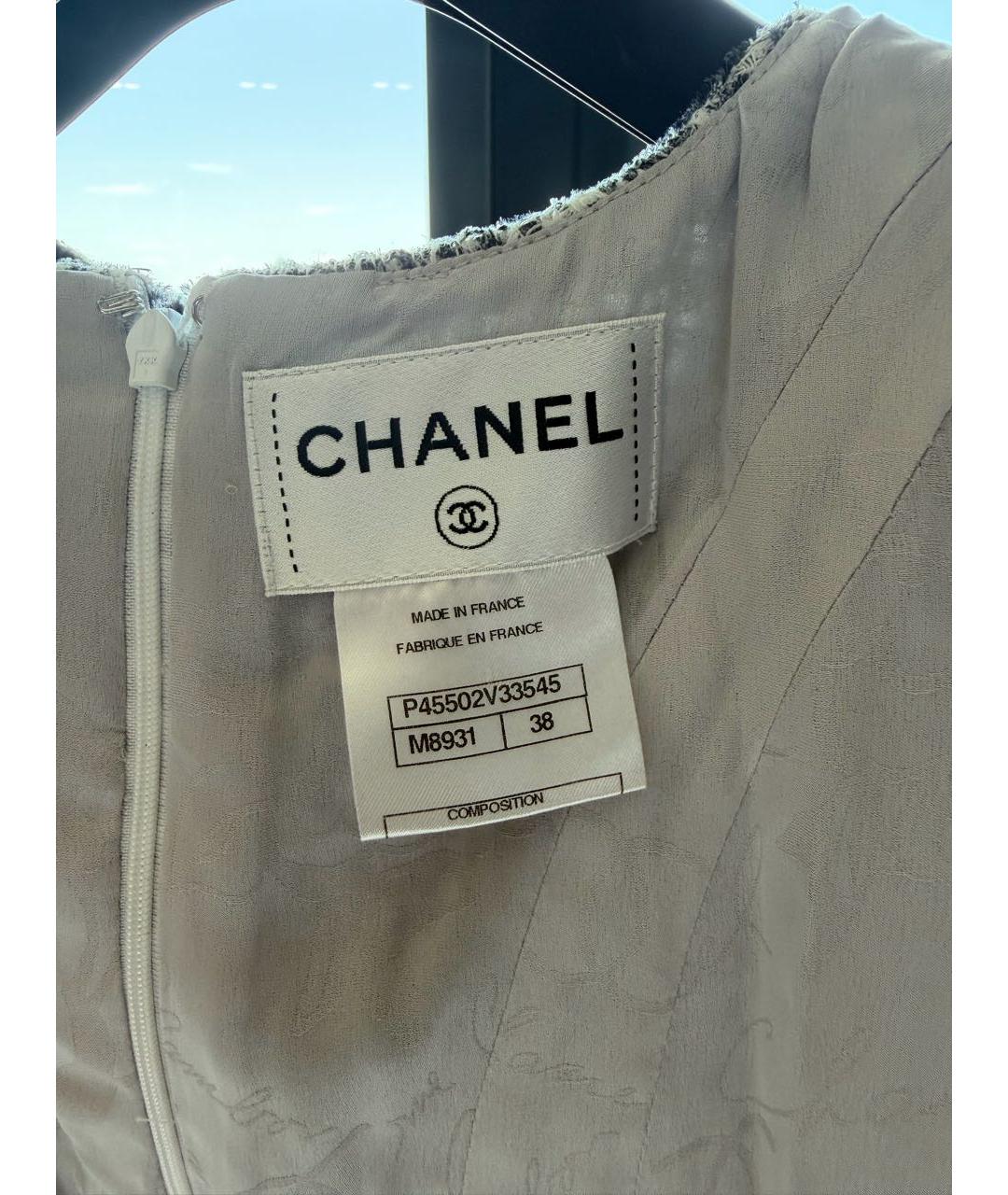 CHANEL Белое шелковое повседневное платье, фото 4