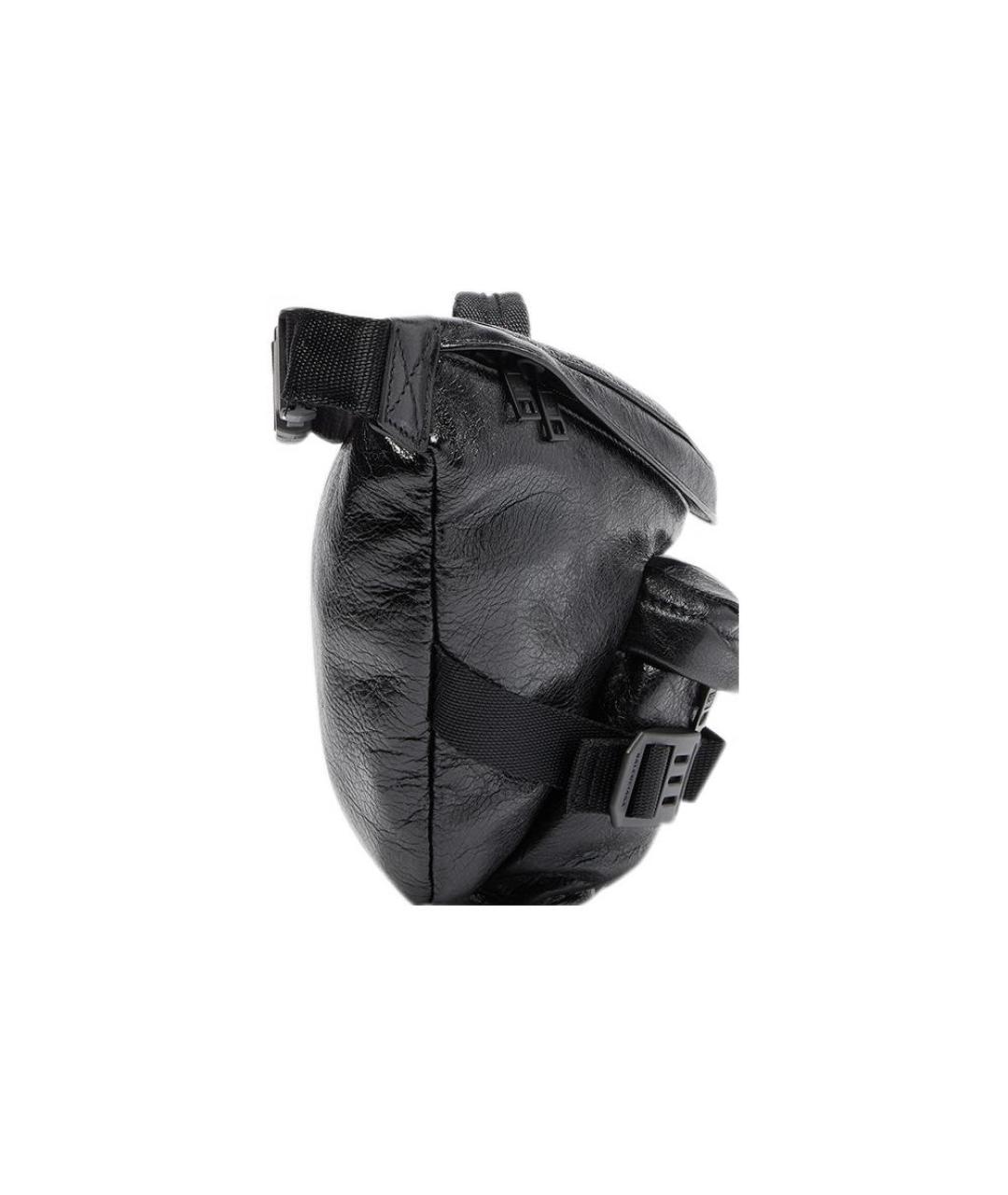 BALENCIAGA Черная кожаная поясная сумка, фото 4